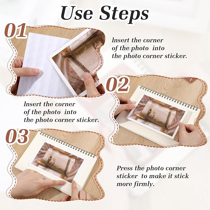 Mabor 2040Pcs Photo Corners for Scrapbooking, Self Adhesive Scrapbook Photo Corner Stickers, Clear Picture Mounting Corners Stickers for DIY Album Journal Memory Books