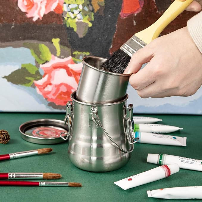 MyLifeUNIT Paint Brush Washer, Airtight Stainless Steel Brush Cleaner for Painting (Medium)