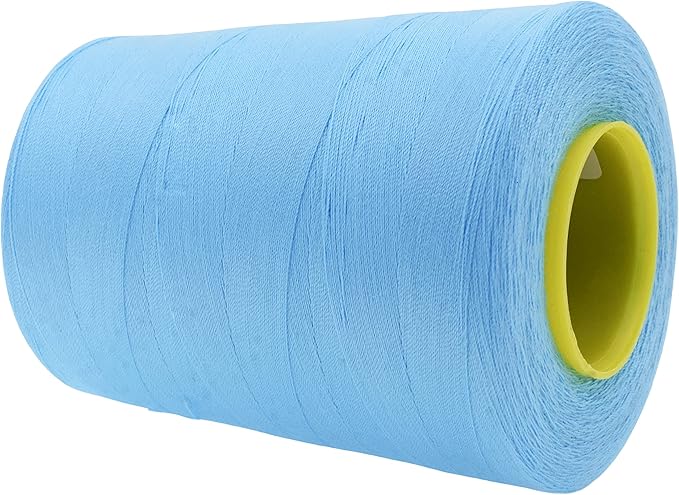 Mandala Crafts 4 Pack of Serger Threads Cones Spools - 20S/2 24000 Yards Polyester Light Blue Threads for Sergers Machine and Overlock Quilting Sewing Machine