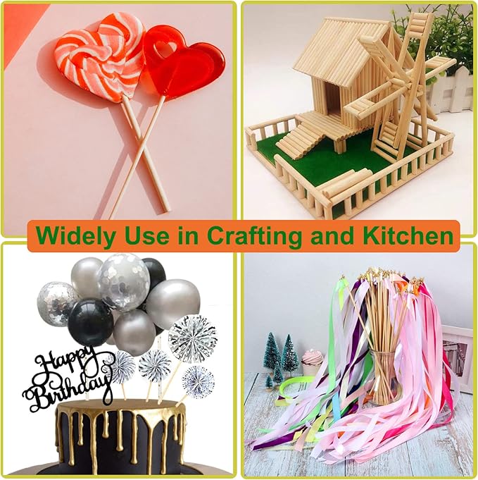 Wooden Dowels Wooden Sticks for Crafts 5/16" x 6", 60 PCS Wood Dowel Rods, Wood Sticks for Crafting, Macrame Dowels, Unfinished Round Hardwood Stick for Tiered Cake Support and Wedding Ribbon Wands