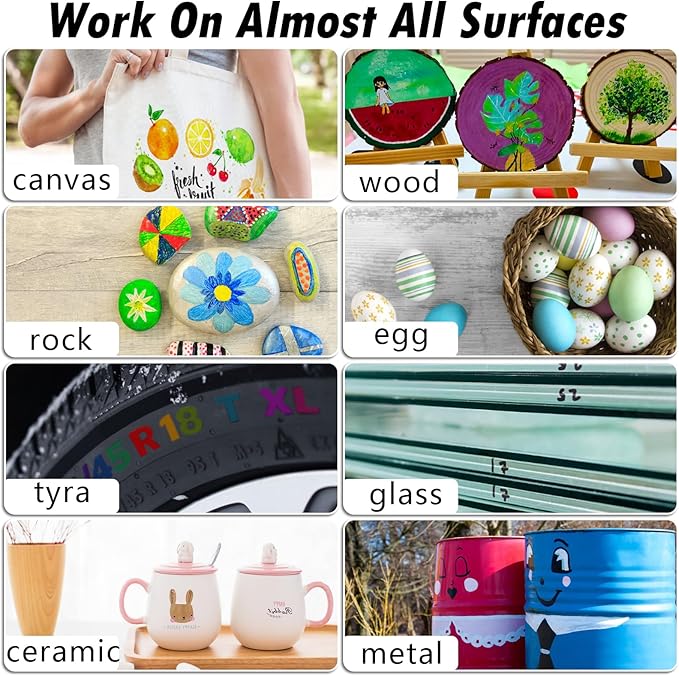 White Paint Pens Paint Markers - 8 Pack Permanent Quick Dry Waterproof Marker Pens for Rocks Wood Fabric Plastic Canvas Glass Mugs Metal Tire Stone