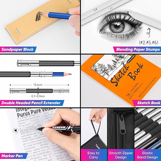 Taotree 81 Pack Art Supplies for Adults Kids Teen Artists Gifts, Pro Art Kit Drawing Pencils Set, Drawing Supplies Sketching Kit Sketch Book, Colored Graphite, Watercolor, Metallic, Charcoal Pencils