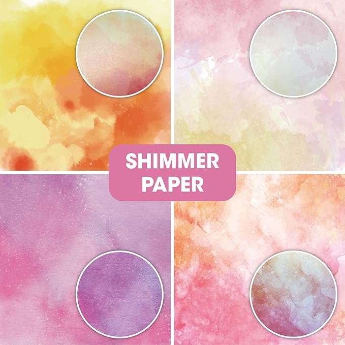 48 sheets 6 X 6 Scrapbooking Cardstock Decorative Paper Pack - Shimmer Watercolor - for Card Making Journaling Planner Origami Scrapbook Paper Scrapbook Materials Supplies