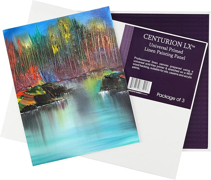Centurion All-Media Primed Linen Panels - 6x8 3 Pack - 11oz Universal Primed Canvas Boards for Painting, Mounted on MDF Wood, Non-Warping, Ideal for Artists, Professionals, and Painters