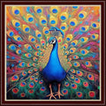 Dimensean Stamped Cross Stitch Kits Full Range of Embroidery Patterns Starter Kits for Beginners Adult or Kids DIY Cross Stitches Needlepoint Kits 11CT-Colorful Peacock 18x18 inch