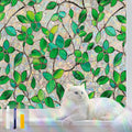 Window Privacy Film Stain Glass Window Film Rainbow Window Film Window clings Non-Adhesive Reusable Decorative for Room (Green Rainbow, 45.2 X 157.4 in)