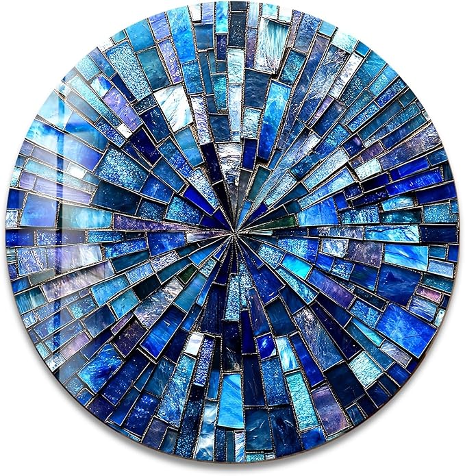 My Photostation.com 20''(50cm) Diameter Radiant Mosaic Burst Round Glass Wall Art Tempered Glass Printing Wall Decor Large Wall Art Wall Hangings