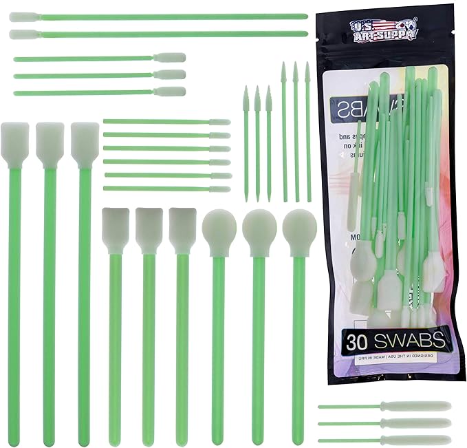 U.S. Art Supply 30 Alcohol Ink Blending Swabs - Foam Tip Brushes, Assorted Shapes and Sizes - Mixing, Blending, Re-Wet, Lift Ink, Dye, Paint, Drawing on Yupo Paper, Art and Craft Mediums, Epoxy Resin