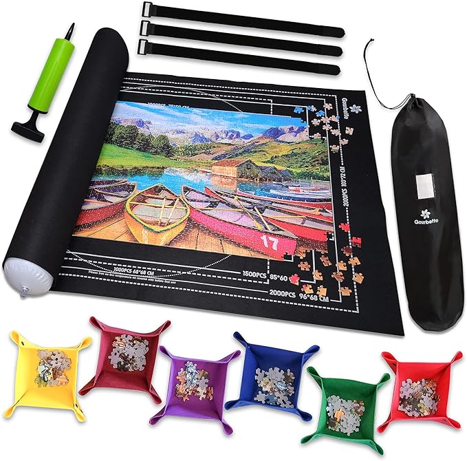 Black 2000 Pieces Jigsaw Puzzle Mat Roll Up | Unique Design, Portable Puzzle Board for Adults & Kids, Stow and Go Puzzle Saver | Puzzle Keeper Storage Saver 2000 1500 1000 500 Piece Puzzles