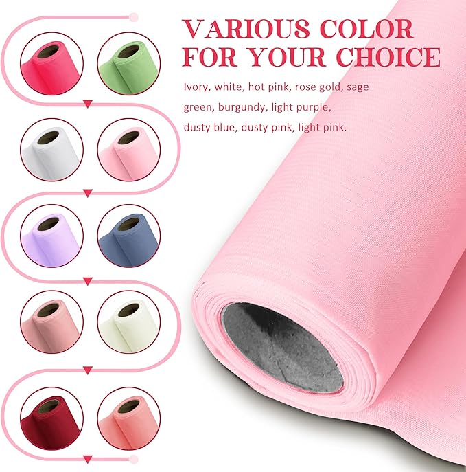 Horbaunal Light Pink Chiffon Fabric by The Yard, 10 Yard Continuous Sheer Fabric 59" Wide Soft Draping Fabric for Wedding Arch Draping Party Backdrop DIY Sewing
