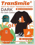 TranSmile PU-Heat Transfer Paper for Inkjet Printer (20 Sheets, 8.5x11", Dark) Iron on Transfers for Dark Fabric, Printable Heat Transfer Vinyl for T Shirts, Vibrant & Washable