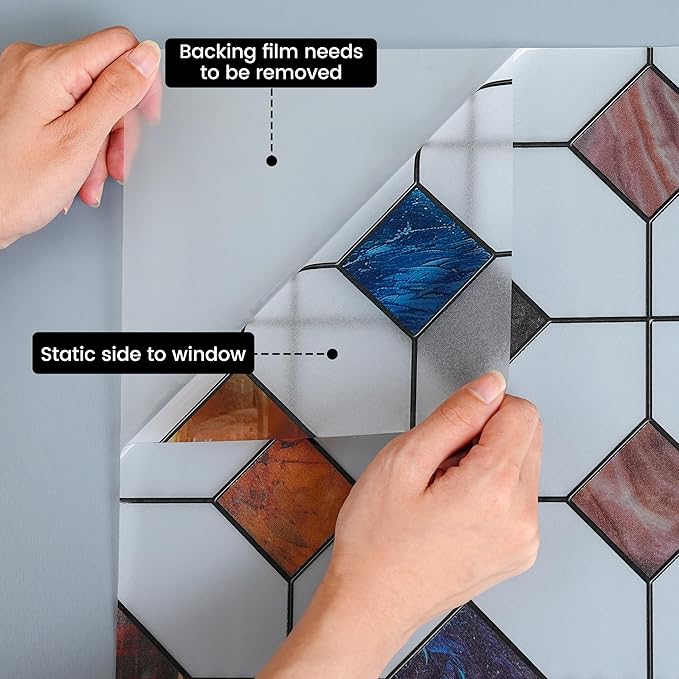 DKTIE Window Privacy Film Frosted Glass Static Cling UV Sun Blocking Heat Control Window Tint Day and Night Insulation Home Bathroom Door Decorative (S533, 29.5in X 118.1in)