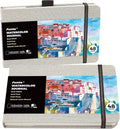 Funto Watercolor Journal, 8.5x5.5, 2 Pack, 48 Pages Each, Cold-Pressed, Inner Paper Pocket and Elastic Band, Art Supplies for Mixed Media