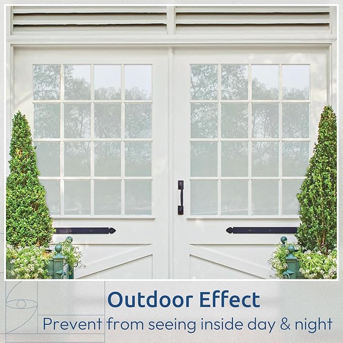 rabbitgoo Window Privacy Film, Non-Adhesive Frosted Glass Window Film for Bathroom, Static Cling Heat Blocking Stickers for Home Indoor Opaque Frosting Coverings House Tint, Matte White 35.4" x 157"