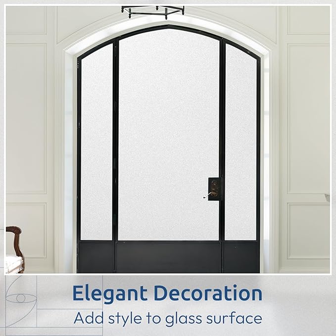 rabbitgoo Window Privacy Film, Non-Adhesive Frosted Glass Window Film for Bathroom, Static Cling Heat Blocking Stickers for Home Indoor Opaque Frosting Coverings House Tint, Matte White 23.6" x 157"