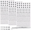 Self Adhesive Face Gems and Pearls for Makeup, Festival Jewels, Hair Gems Pearls, 3/4/5/6/8 mm Round Rhinestone Stickers for Face, Eye, Makeup, Body, Crafts 591Pcs (14_Clear)
