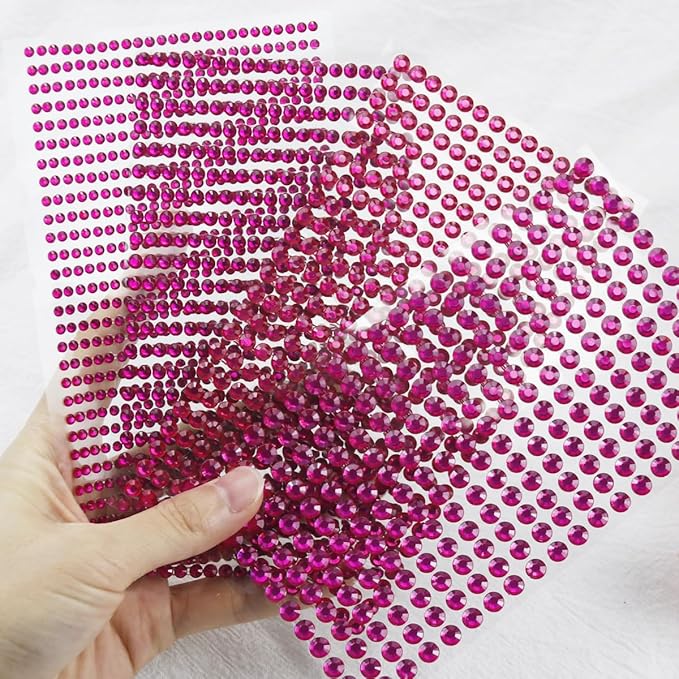 1799 Pcs 4 Sheets Rhinestone Stickers 3/4/5/6 mm Self Adhesive Rhinestones Gems for Face Eyes Makeup Hair Body (rose-3/4/5/6mm)