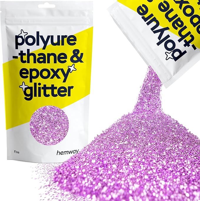 Hemway Polyurethane & Epoxy Resin Glitter 100g / 3.5oz Metallic Crystal Flake Additive for Flooring Jewelry Tumblers Glass Pigment - Fine (1/64" 0.015" 0.4mm) - Lavender Purple