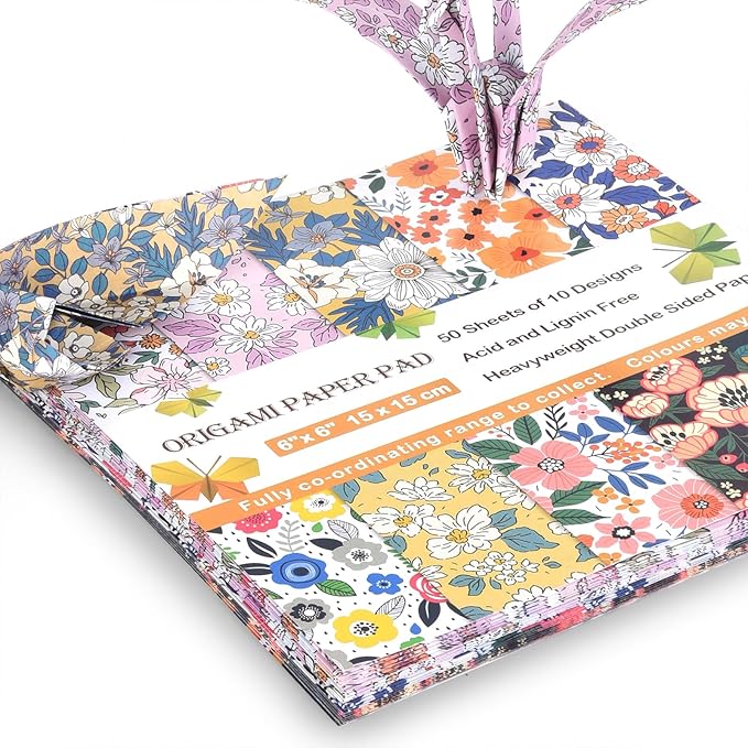 Origami Paper Kit 100 Sheets 6 Inch Square Double Sided Color 20 Vivid Colors for Hand Crafts Origami Paper Arts Creativity.Luxuriant Flowers