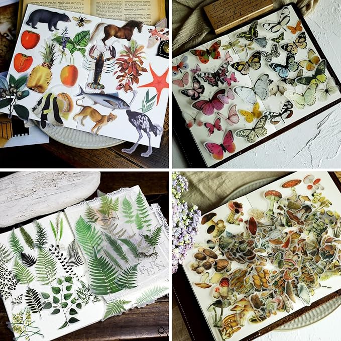 Vintage Vellum Stickers Floral Plants Elements Scrapbooking Supplies Flowers Botanic Natural Translucent Paper Self-Adhesive Junk-Journal Items (All Plants Collection)