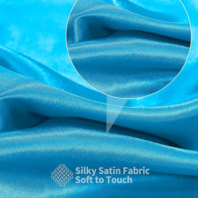 RUDONG M Aqua Blue Satin Fabric by The Yard, 1 Yard x 60 Inch Wide Silky Charmeuse Satin Fabric, Soft Satin Fabric for Wedding Decorations, Bridal Dress, Sewing, Accessories, DIY Crafts