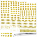 Self Adhesive Face Gems and Pearls for Makeup, Festival Jewels, Hair Gems Pearls, 3/4/5/6/8 mm Round Rhinestone Stickers for Face, Eye, Makeup, Body, Crafts 591Pcs (07_Light Gold)
