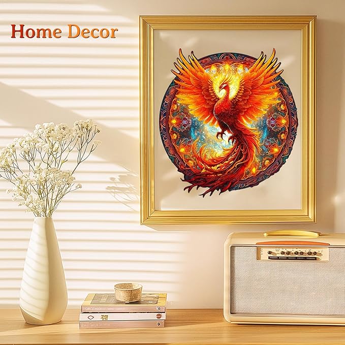 KAAYEE Wooden Jigsaw Puzzles-Wooden Puzzle Adult Unique Shape Advanced Phoenix Wooden Jigsaw Puzzle for Adult,Fathers, Family Puzzles 11.8 * 10.9in 200pcs