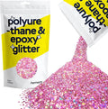 Hemway Polyurethane & Epoxy Resin Glitter 100g / 3.5oz Metallic Crystal Flake Additive for Flooring Jewelry Tumblers Glass Pigment - Extra Chunky (1/24" 0.040" 1mm) - Rose Pink Holographic