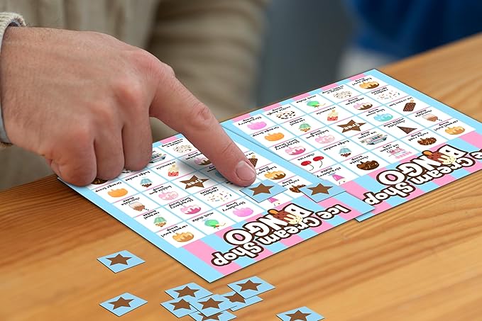 Summer Party Games - Ice Cream Bingo Cards for Adults, Baby Shower Games, 24 Players