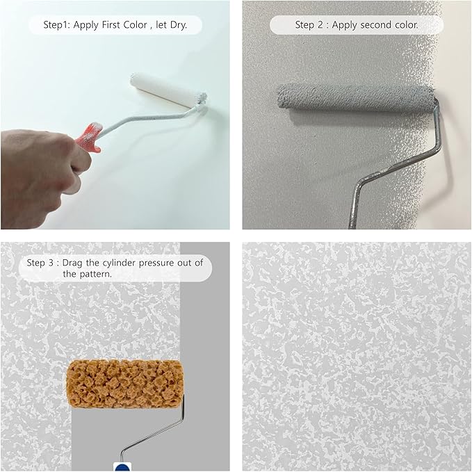 Hanroy Sponge Paint Roller Small 7" for Texture Painting Decorators Brush Tool, Fast and Easy Pattern Art Sponge Roller for Home Wall(M90FT)