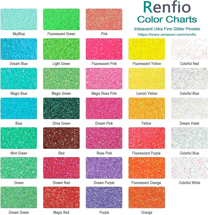 Renfio Iridescent Ultra Fine Glitter Powder Resin Supplies Glitters 1.94 Oz (55g) PET Flake Crafts Sequins 1/128" 0.008" 0.2mm Epoxy Chips Flakes for Tumblers Slime Olympic Decorations - Blue