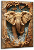 My Photostation.com 40WX60H'' Elephant Carving Glass Wall Art Tempered Glass Printing Wall Decor Large Wall Art Wall Hangings