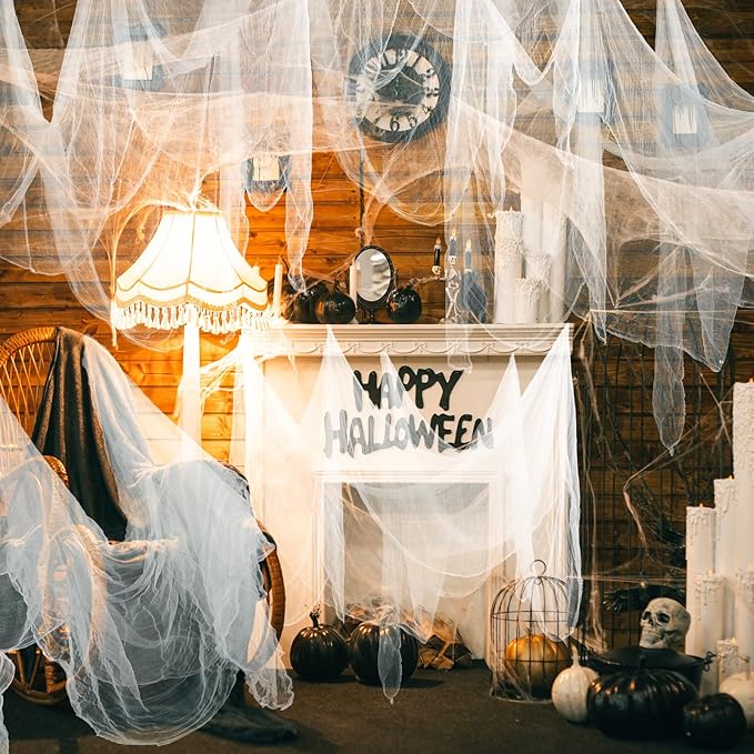 Boao Halloween Cheese cloth 85 x 394 Inch White Cheesecloth Roll for Crafts Large Cotton Muslin Gauze Fabric for Halloween Outdoor & Indoor Spooky Decoration