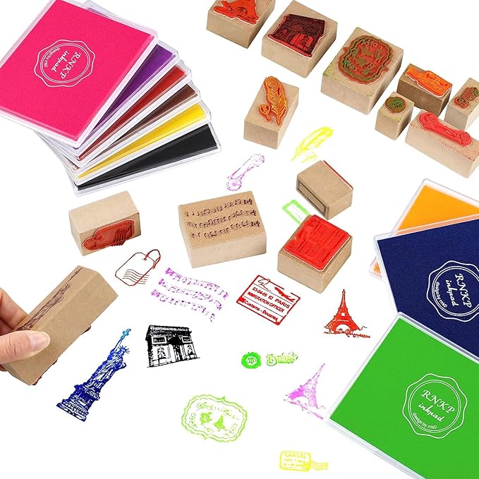 RNKP Large Red Ink pad,5 x 4 in Craft Ink pad Suitable for Rubber Stamps, Paper, Wood, Fabric, Scrapbooking, Children's Non-Toxic Finger Stamp pad (Red)