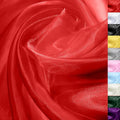 Red Organza Fabric – 44" x 5 Yards Wide Sheer Tulle for Wedding Arch Draping, Gowns, Table Runners, Party Decor, Curtains & DIY Crafts – Translucent Fabric for Elegant Projects