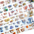Street Corner PET Tape Set, 6 Rolls Pre-Cut Vintage Cityscape Stickers for Journaling, Scrapbooking, DIY Crafts, Art Supplies