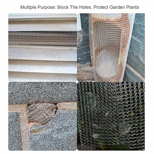 Wire Mesh for Mice Control, 5" x 33FT Stainless Steel Wool, Double Layer Rodent Mesh Barrier, Stainless Steel Mesh Hole Filler, Flexible Stretchy for Garden House and DIY