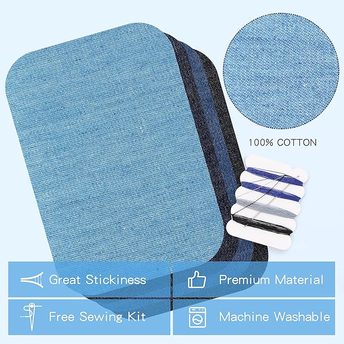 HTVRONT Iron on Patches for Clothing Repair, Cotton Patches Iron on, Dark Blue Repair Decorating Kit 20 Pieces Iron on Patch Size 3" by 4-1/4" (7.5 cm x 11 cm)