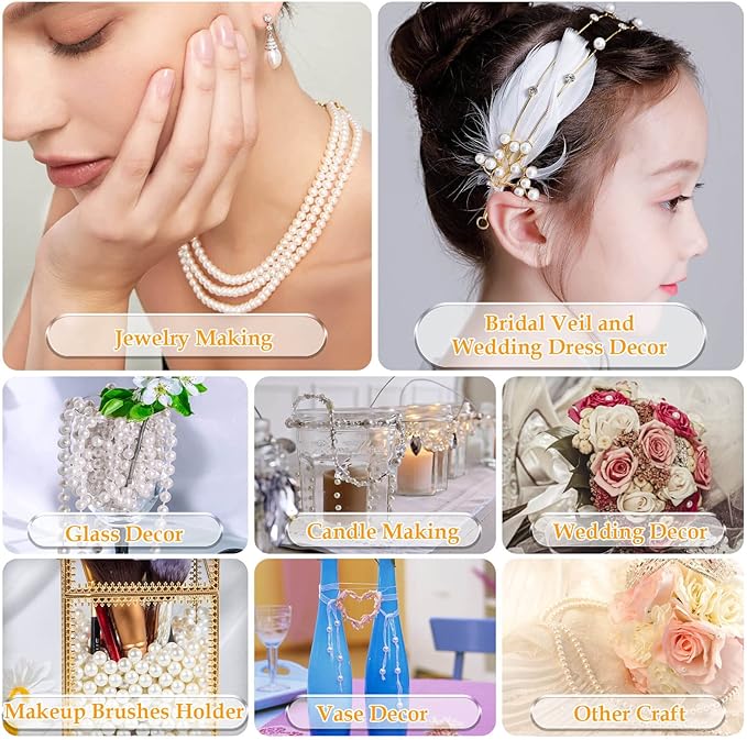 Anezus Ivory Faux Fake Pearls, 8 MM Sew on Pearl Beads with Holes for Jewelry Making, Bracelets, Necklaces, Hairs, Crafts, Decoration and Vase Filler, 800pcs