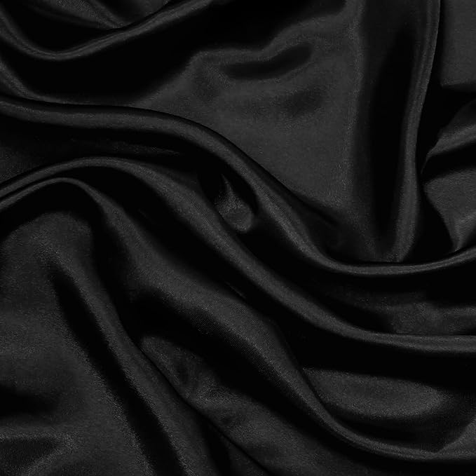 RUDONG M Black Satin Fabric by The Yard, 3 Yard x 60 Inch Wide Silky Charmeuse Satin Fabric, Soft Satin Fabric for Wedding Decorations, Bridal Dress, Sewing, Accessories, DIY Crafts