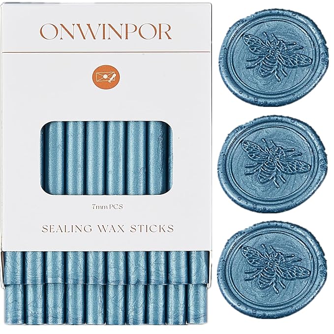 Dark Blue Wax Seal Sticks, ONWINPOR 20pcs Glue Gun Wax Sealing Sticks for Waxseal Stamp, Mini Sealingwaxsticks Suit for 0.28''Glue Gun (Dark Blue)