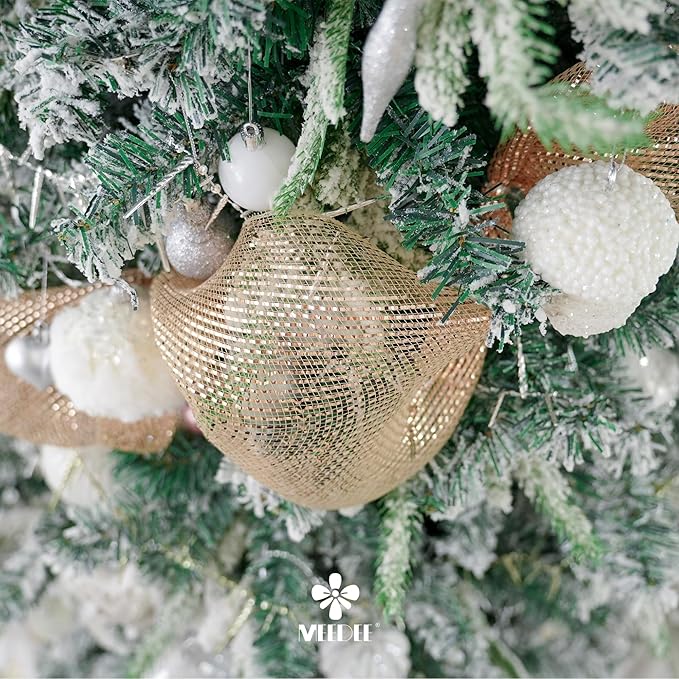 MEEDEE Rose Gold Deco Mesh 10 Inch Rolls Deluxe Wide Foil Metallic Mesh Fabric Rose Gold Mesh Ribbon for Christmas Tree, Wreaths, Garland, Gift Wrapping, Bows Making (30 Feet)