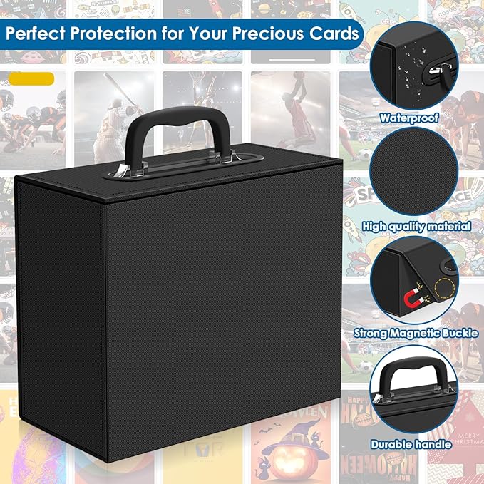 110+ Magnetic Card Holder Card Deck Case, Leather Magnetic Closure Commander Card Portable Storage Box Card Holders Fit for Baseball Cards, Sports Cards, MTG, Game Card Standard Cards