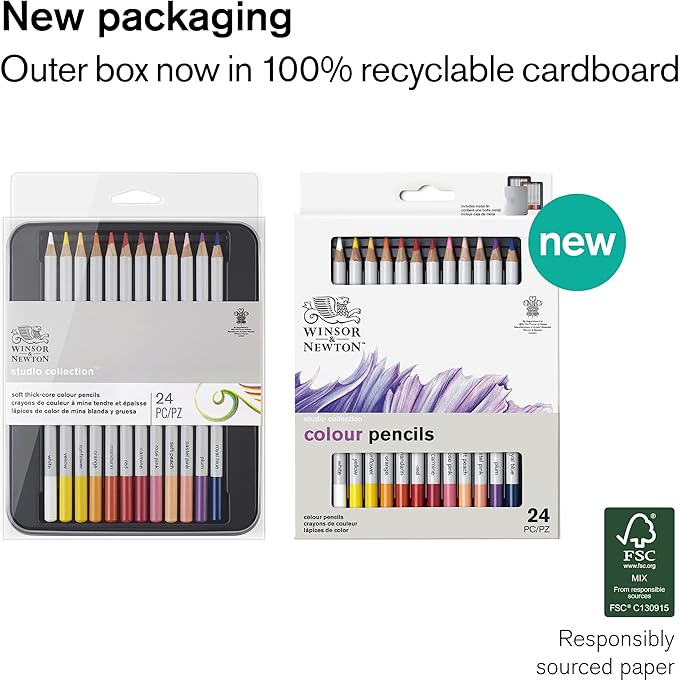Winsor & Newton Studio Collection Artist Pencils, Color Pencils, Set of 24