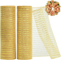 TONIFUL 2 Rolls 10 Inch Khaki Decorative Mesh Ribbbon Rolls, Fabric Mesh with Foil for Wreath Supplies, Front Door Wreath Crafts Tree Decor Christmas NewYears Halloween Decoration (10 yds/roll)