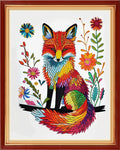 Redxing Stamped Cross Stitch Kits - Beach Night Landscape - Fox Flower - 16x20 inches - For All Ages - Unisex - Modern Animal Theme - Pre-printed Fabric, High-definition Drawing, Sufficient Thread