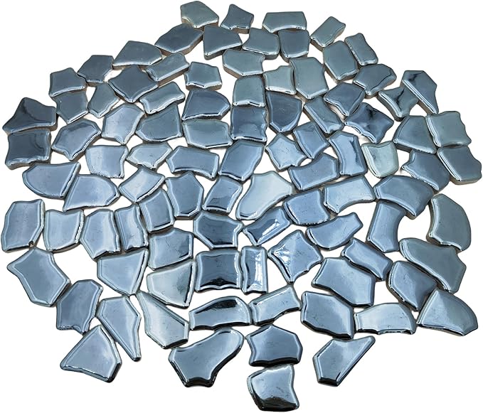 0.78"-1.57" Irregular Ceramics Mosaic Tiles,1.1LB Mosaic Pieces Stones for Home Decoration DIY Craft Plates Flowerpots Vases Cups Mosaic Making Supplies (Iridescent Black 1)