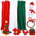 200 PCS Pipe Cleaners, Christmas Craft Pipe Cleaners, Pipe Cleaners Chenille Stems, Pipe Cleaners Bulk, Art Pipe Cleaners for Creative Christmas Decoration Supplies (Red+Green+White)