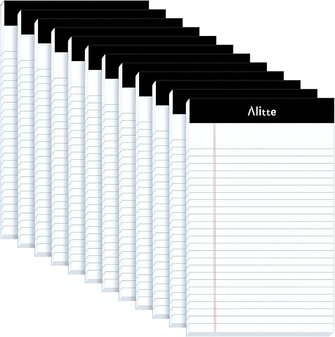 Legal Notepads 5x8, Pack of 12 - Perforated Narrow Ruled Writing Pad - Premium Thick Paper, No Ink Bleeding - Blank Legal Pads For Home, Office, School, Business - 50 Sheets Per Notebook