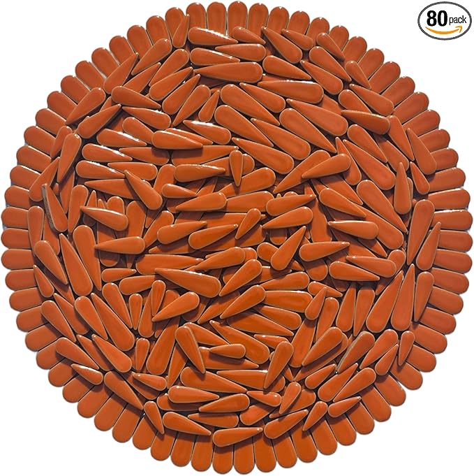 200g Petal Droplet Shaped Ceramic Mosaic Tiles for Crafts, Vibrant Colors, Ceramic Tiles for Mosaic Making Kits, DIY Arts and Crafts (Orange)